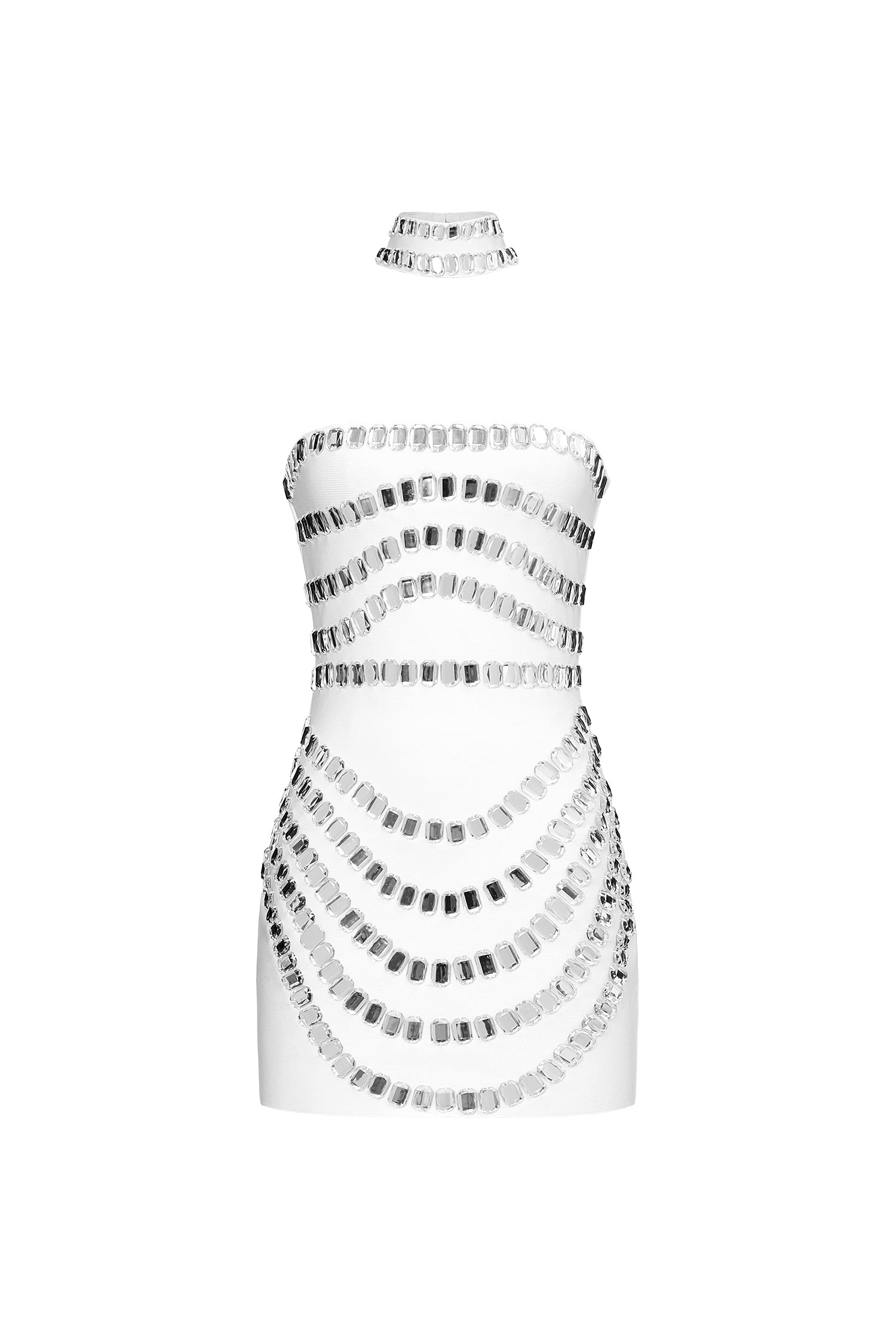 Martina White Diamond Bandage Mini Dress