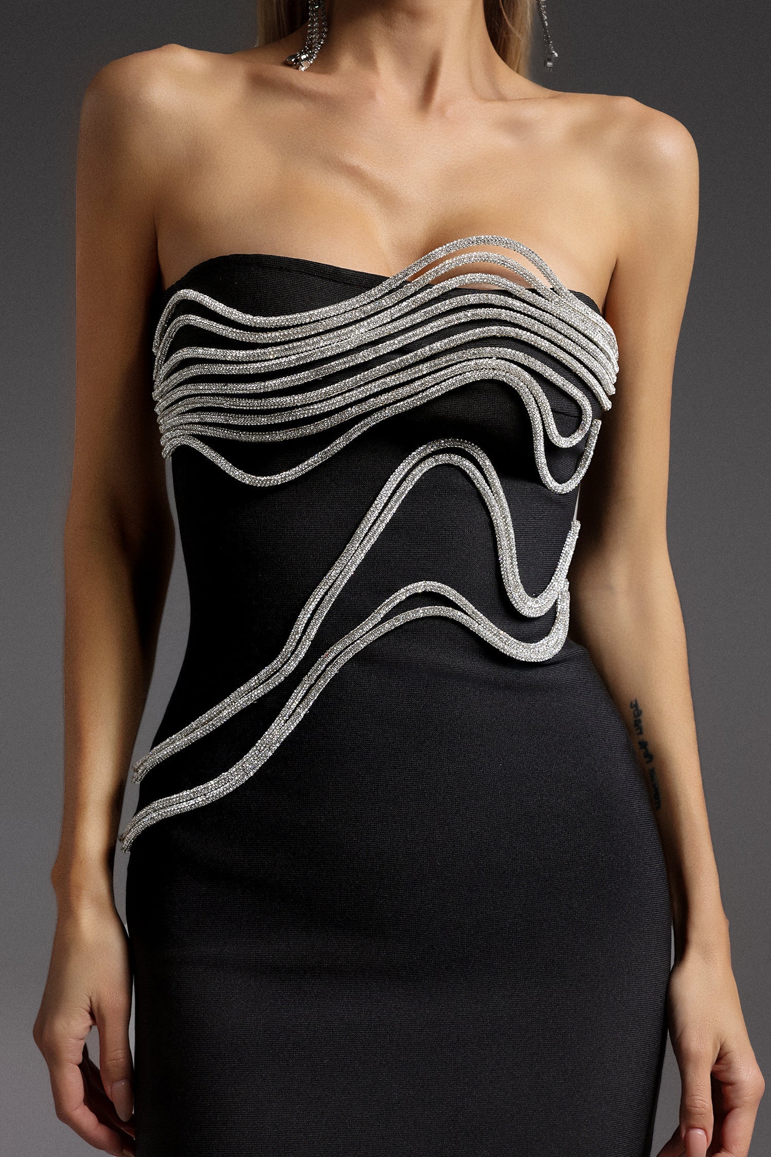 Mary Black Diamond Detail Sleeveless Maxi Dress