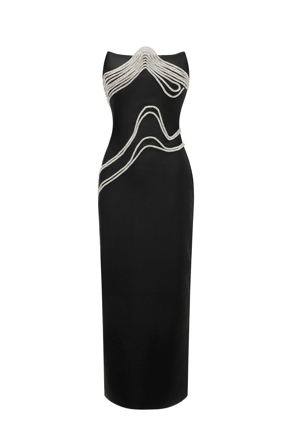 Mary Black Sleeveless Maxi Dress with Diamond Detailing