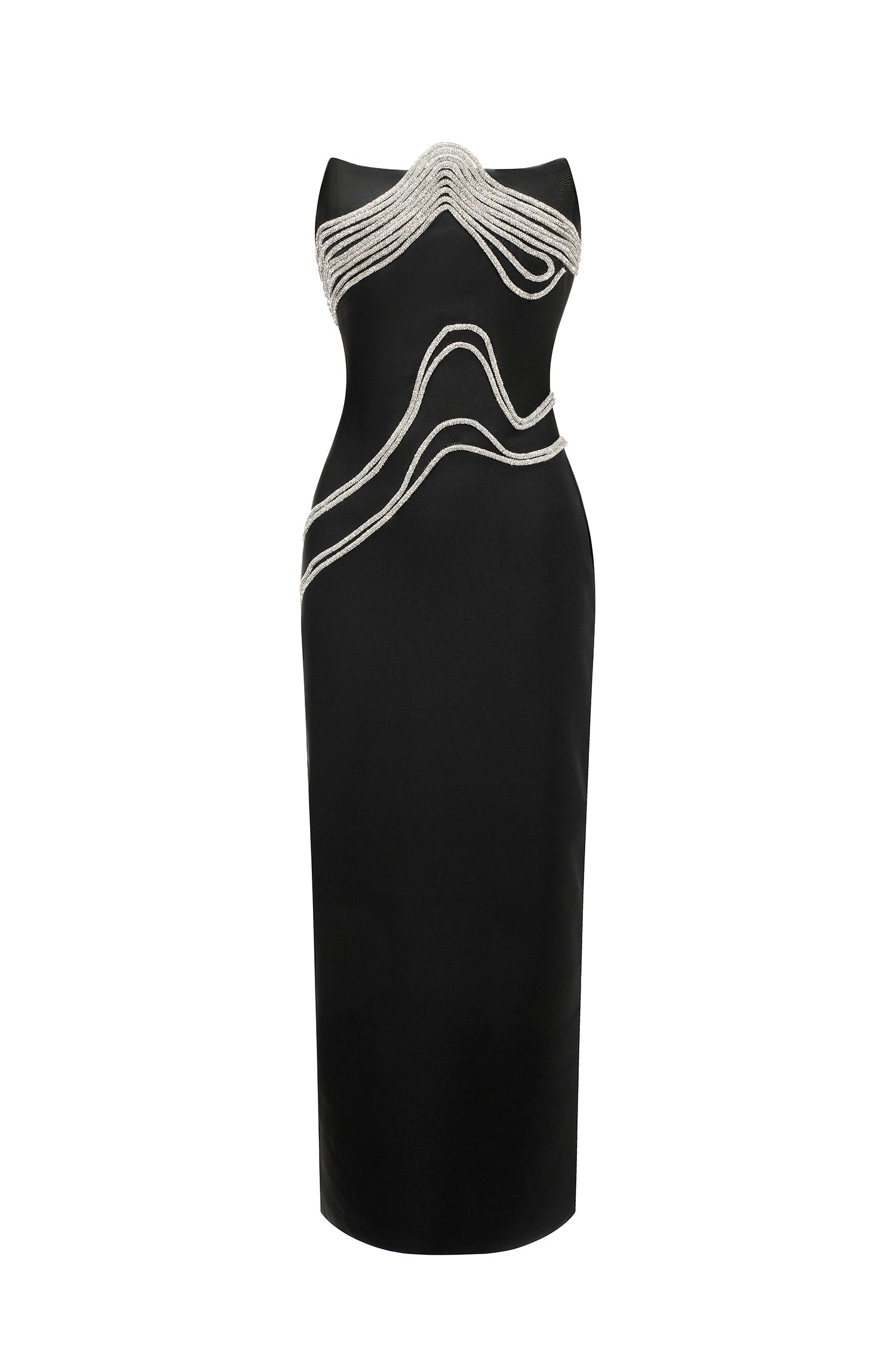 Mary Black Sleeveless Maxi Dress with Diamond Detailing