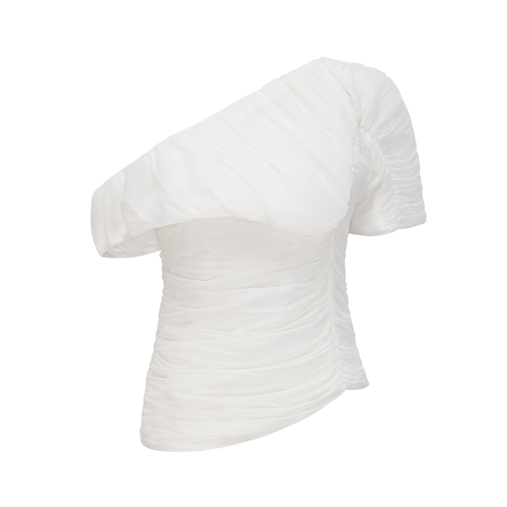 Mary Top & Trousers White Asymmetric One Shoulder Matching