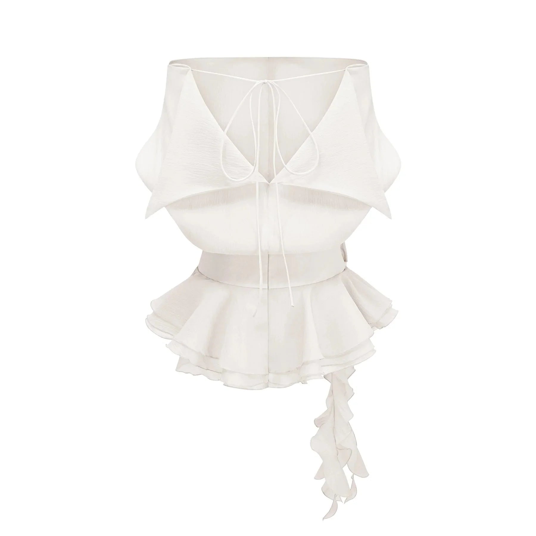 Massimiliana Mini Dress White Floral Appliqu & Flounce Hems