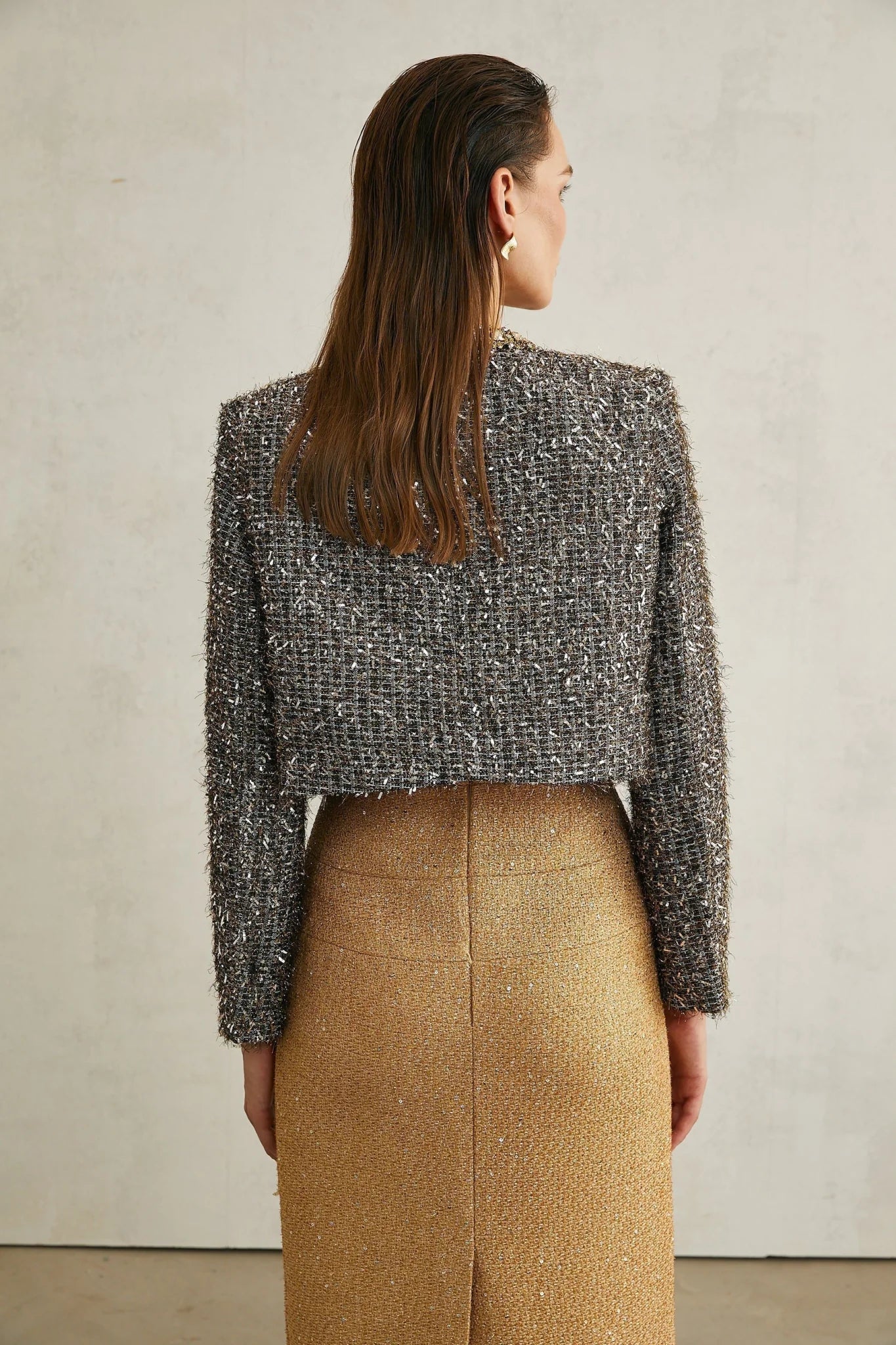 Matilde Jacket Matilde Fringed Crystal Grey Cropped & Fierce
