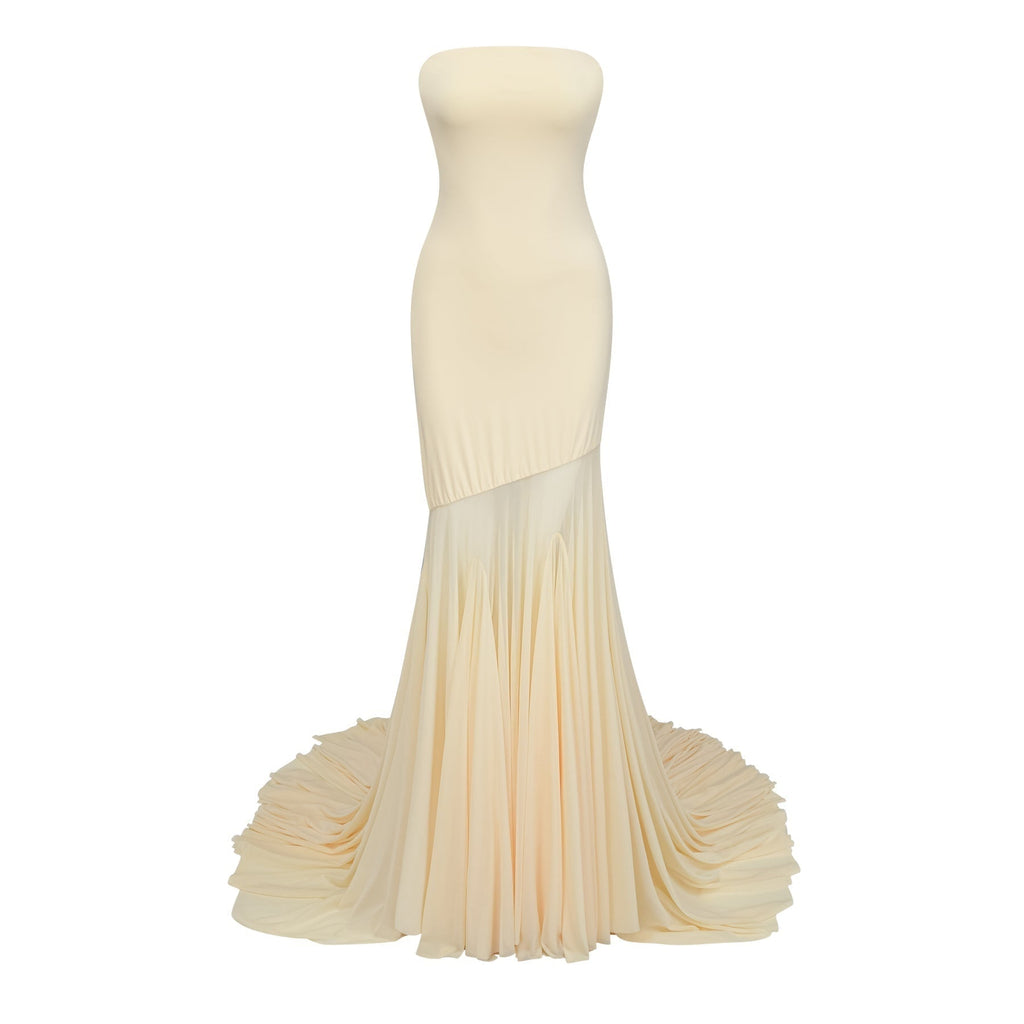 Matilde Maxi Dress - Off - Shoulder Tulle Pleated Floor - Length