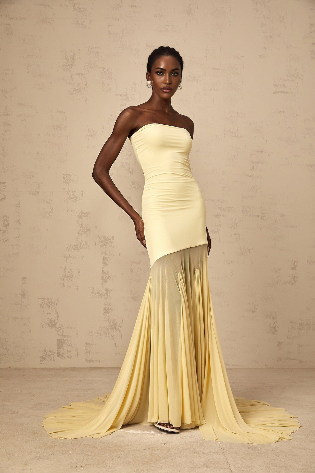 Matilde Maxi Dress - Off - Shoulder Tulle Pleated Floor - Length