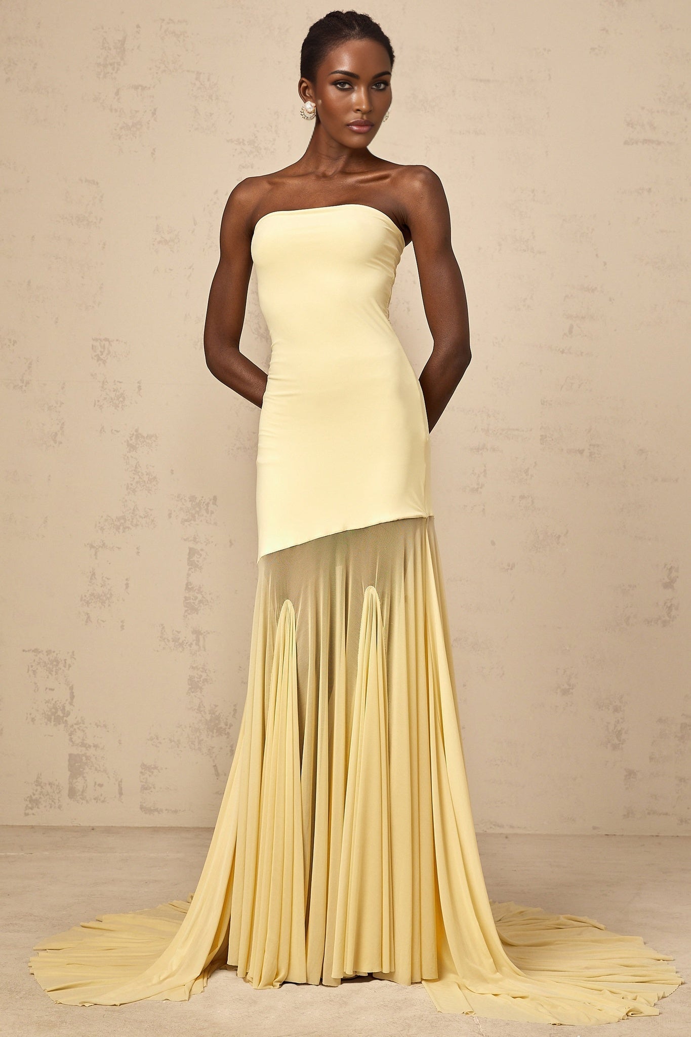Matilde Maxi Dress - Off - Shoulder Tulle Pleated Floor - Length