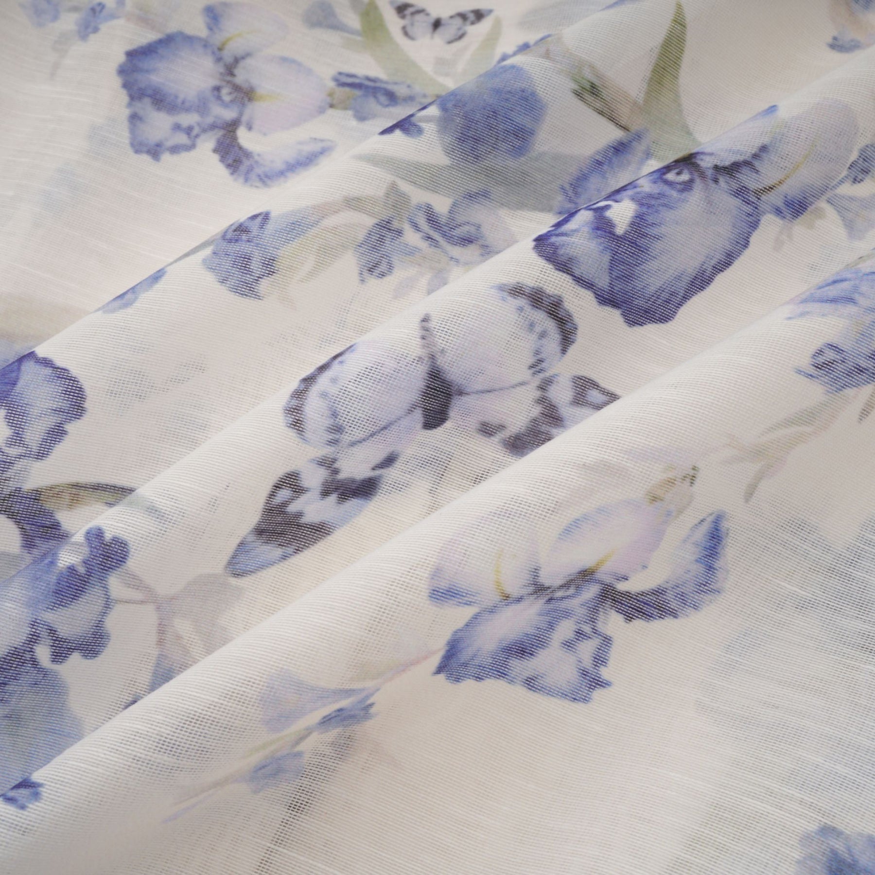 Matilde Mini Dress Blue White Floral Ruffled Scallop Belted