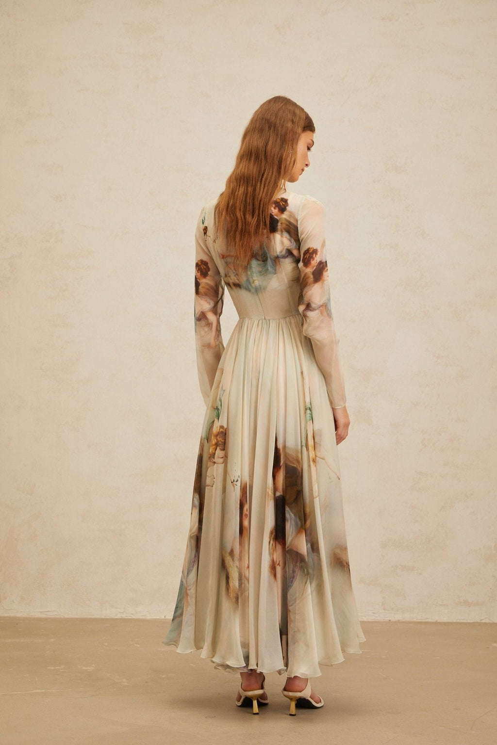 Maxi Dress - Graphic Print - Green - Light Flare - Scarf Design