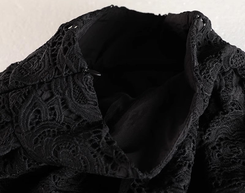 Maxi Lace Skirt - Flowing Flared Silhouette - Elegant Floral Pattern - High - Waisted Fit - Delicate Lace Trim - Versatile Style