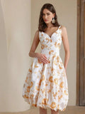 Maya Midi Dress - Wedding Occasion - Flared Hem - High Waist - A Line - Elegant Style