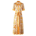 Maya Printed Maxi Dress – Flowing Silhouette with Tie Belt – Bold Statement Look