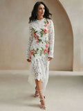 Mckenna Midi Dress - Stand Collar - Wedding - Regular Sleeve - High Waist - Elegant