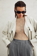 Mckenna Top - Long Sleeve Round Neck Semi - Sheer Stretch Jersey