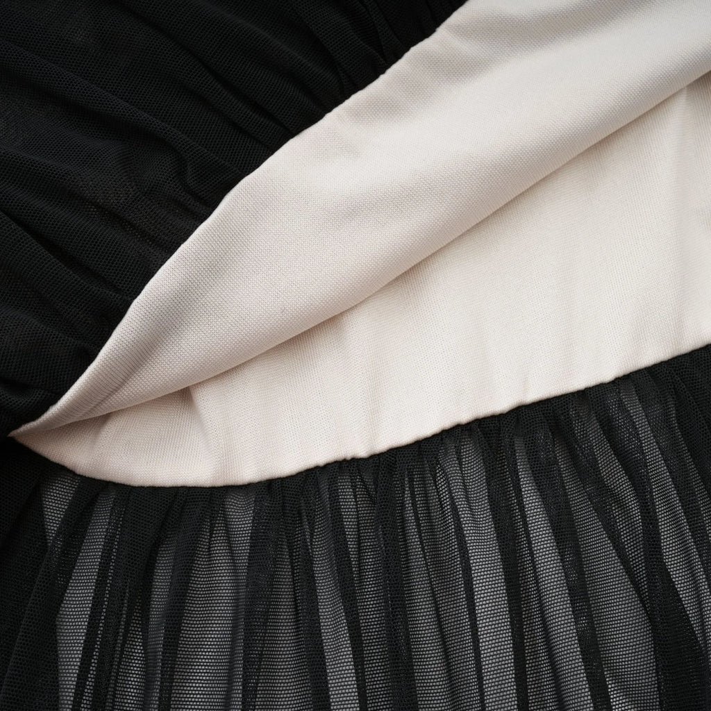 Melanie Dress Black Fishtail Mesh & Ruched Off - Shoulder Maxi