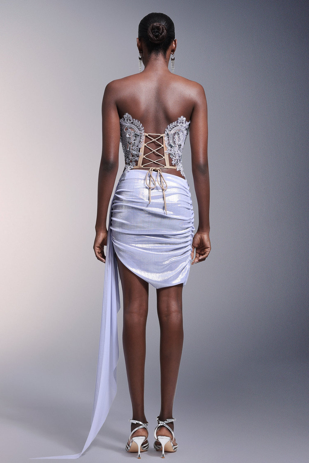 Melanie Silver Lace Two Piece Dress