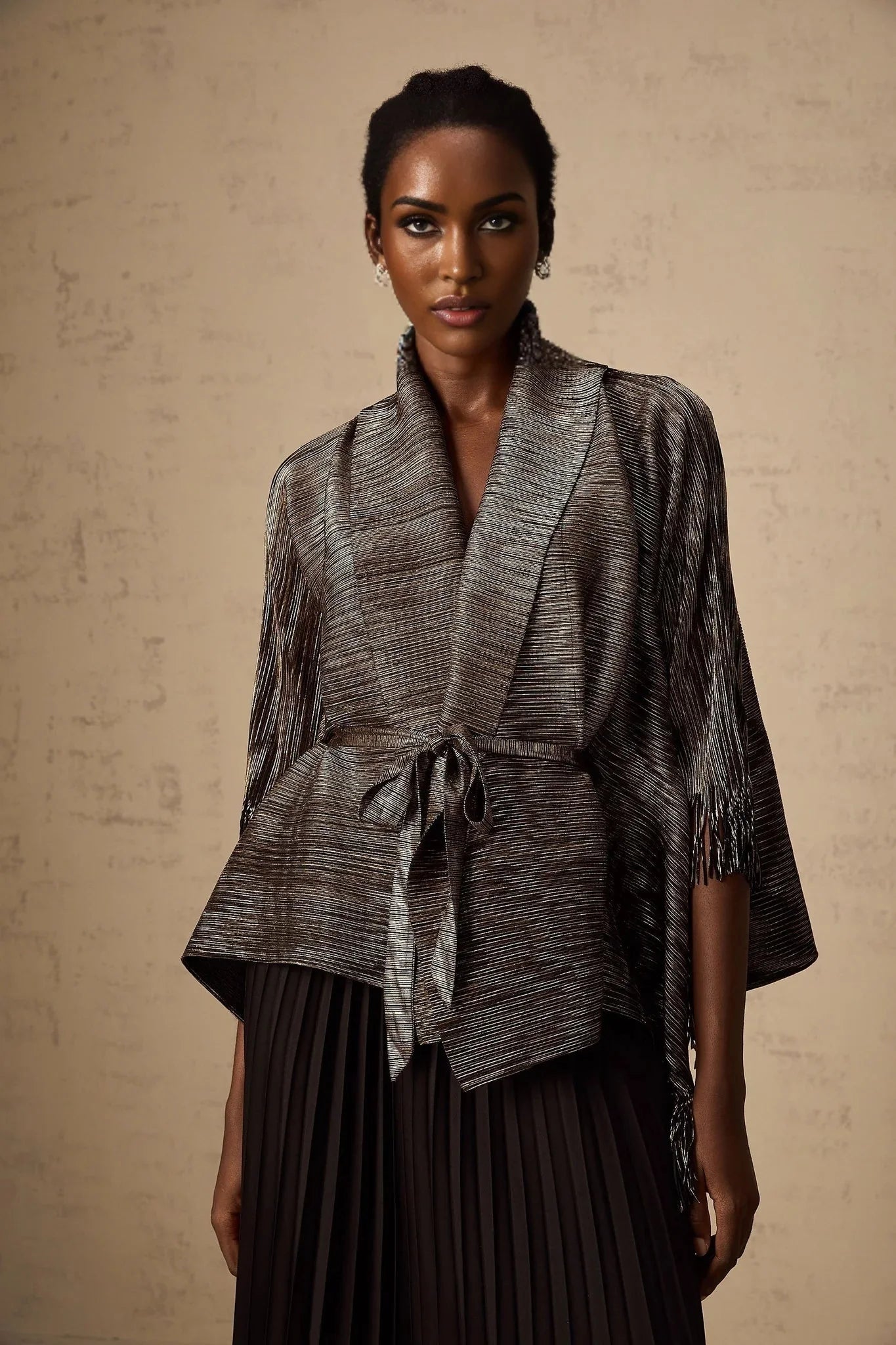 Melanie Top & Skirt Set - Black & Gold Gilded Cape Design