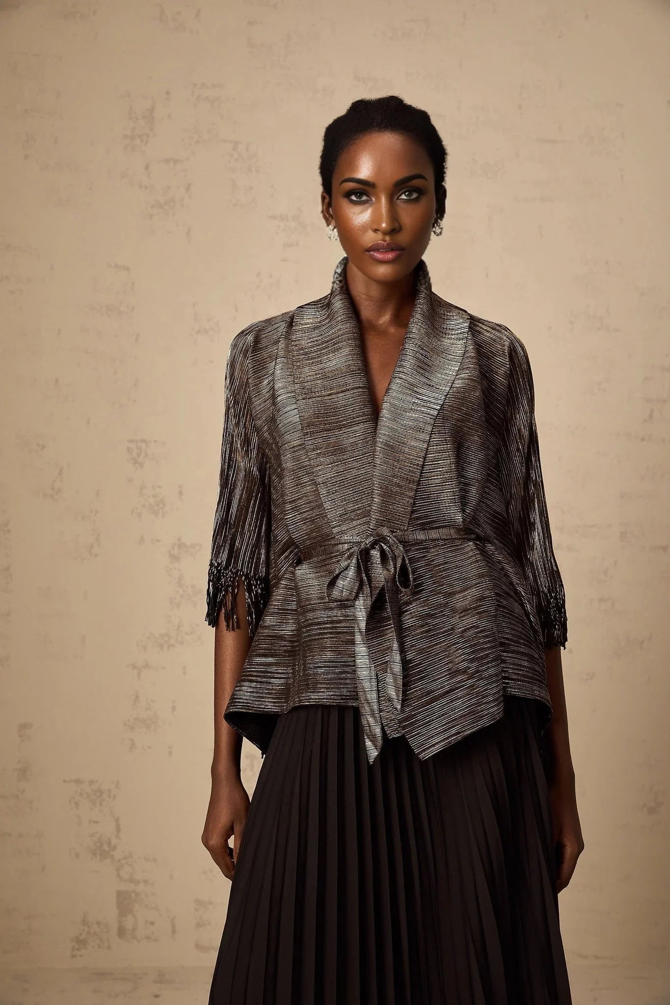 Melanie Top & Skirt Set - Black & Gold Gilded Cape Design
