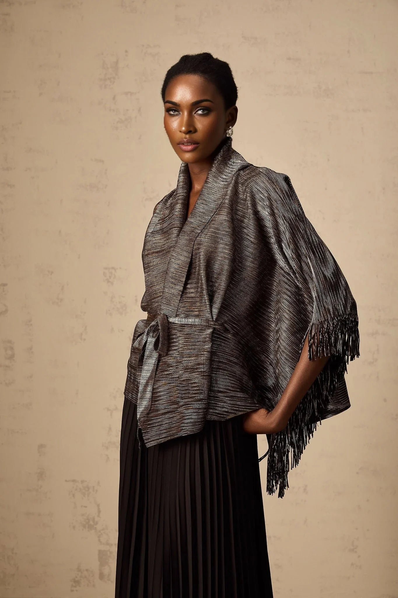 Melanie Top & Skirt Set - Black & Gold Gilded Cape Design