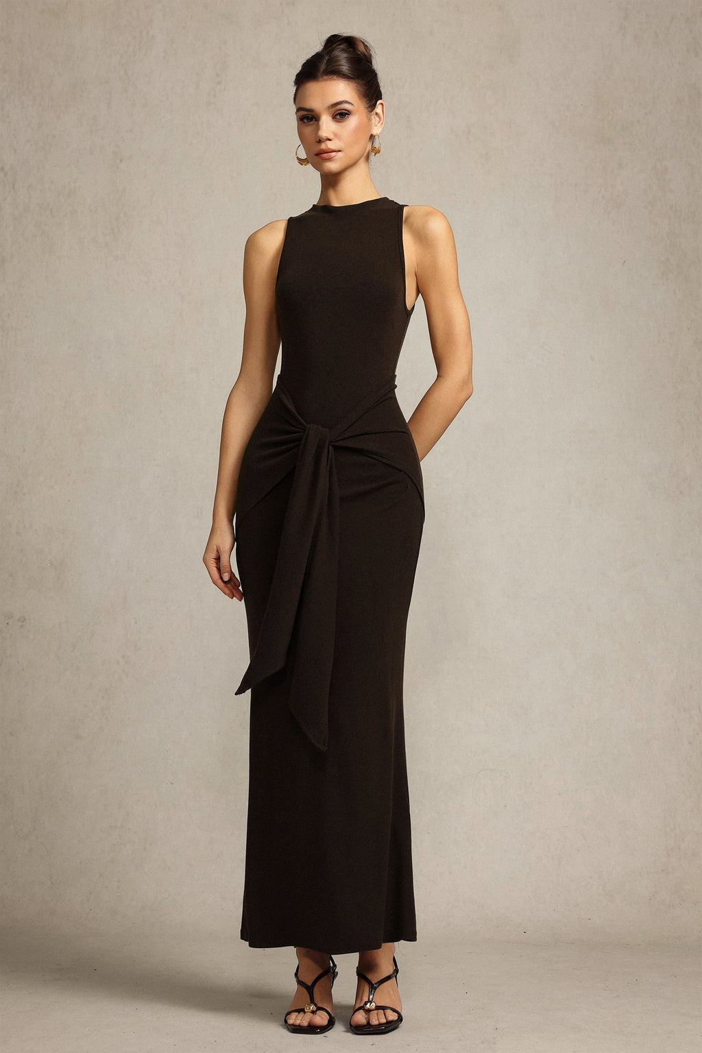 Melissa Brown Elegant Sophistication Sleeveless High Neckline Formal Dress