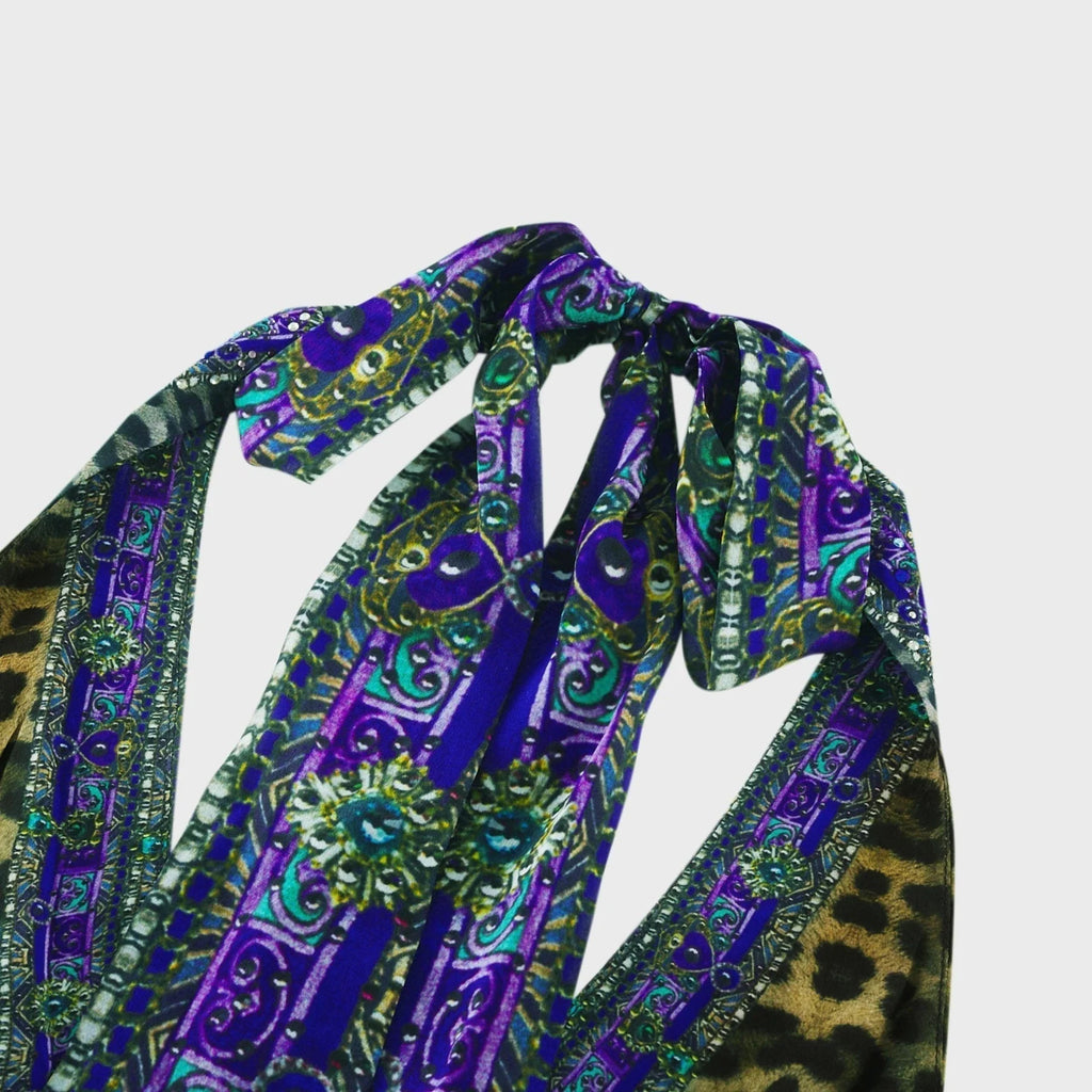 Melissa Jumpsuit Halterneck Crystal Embellished Blue & Multicolor