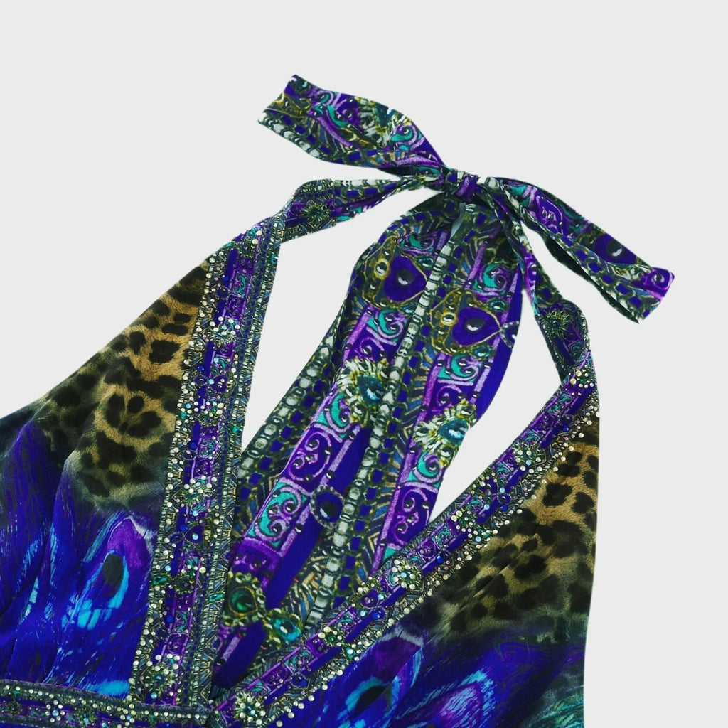 Melissa Jumpsuit Halterneck Crystal Embellished Blue & Multicolor