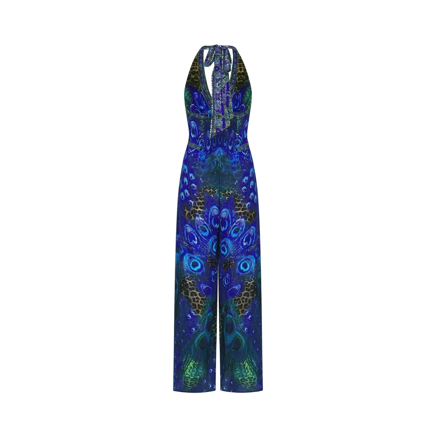 Melissa Jumpsuit Halterneck Crystal Embellished Blue & Multicolor
