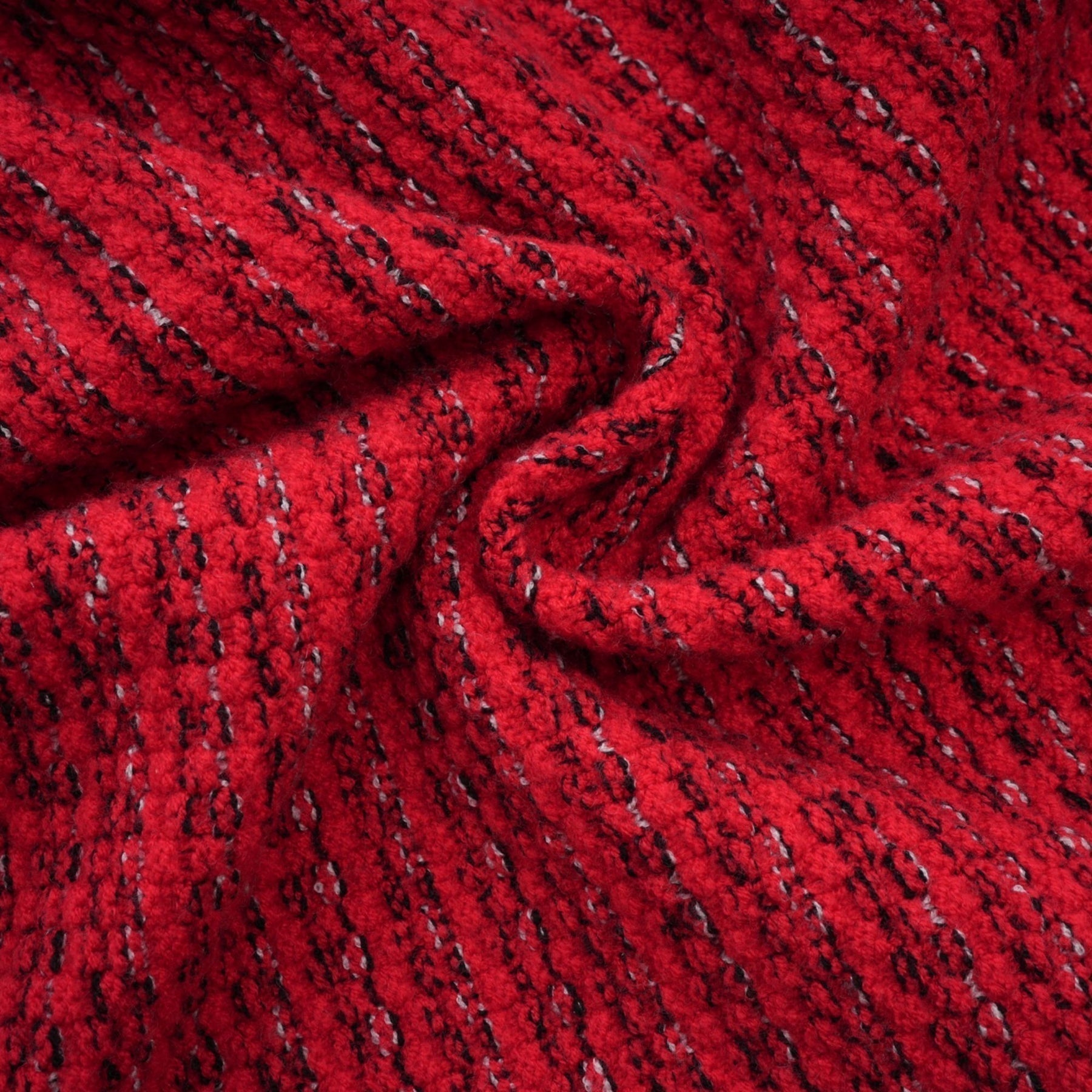 Melissa Midi Dress - Long - Sleeved Embellished Red Knit with Front Pockets