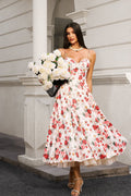 Melissa White Floral Maxi Dress Sweetheart Neckline Spaghetti Straps Lightweight Fabric Special Occasions