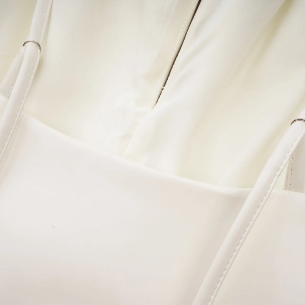 Meredith Floral Top White Leather Feel Applique & Zip