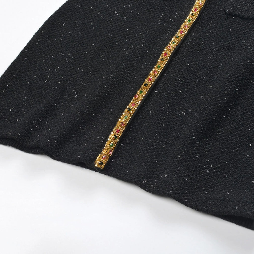 Meredith Knitted Dress with Sequin Lapel & Pockets