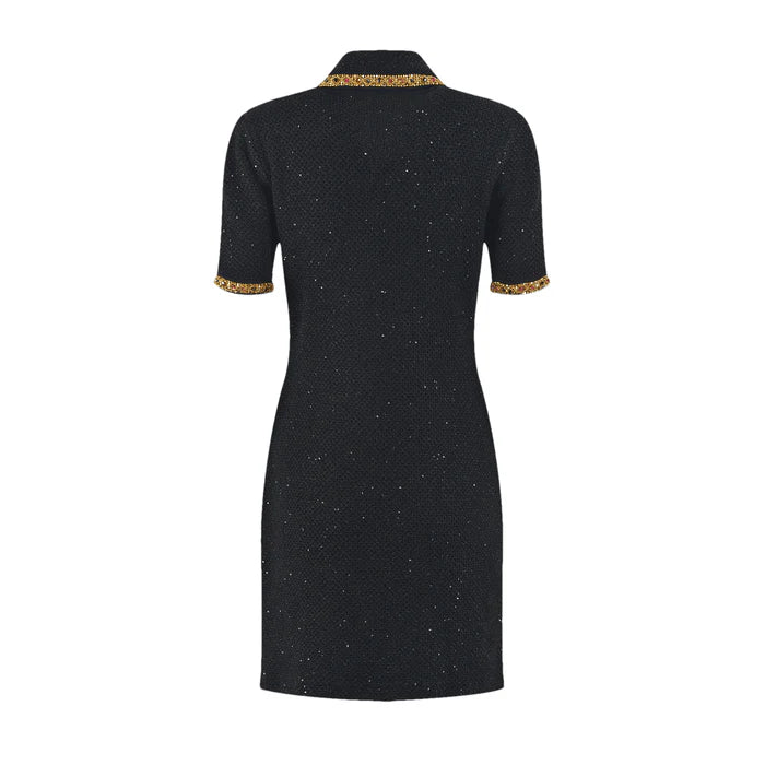 Meredith Knitted Dress with Sequin Lapel & Pockets