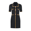 Meredith Knitted Dress with Sequin Lapel & Pockets