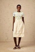 Michaela Midi Dress White Neutrals Floral Embroidery Openwork A - line
