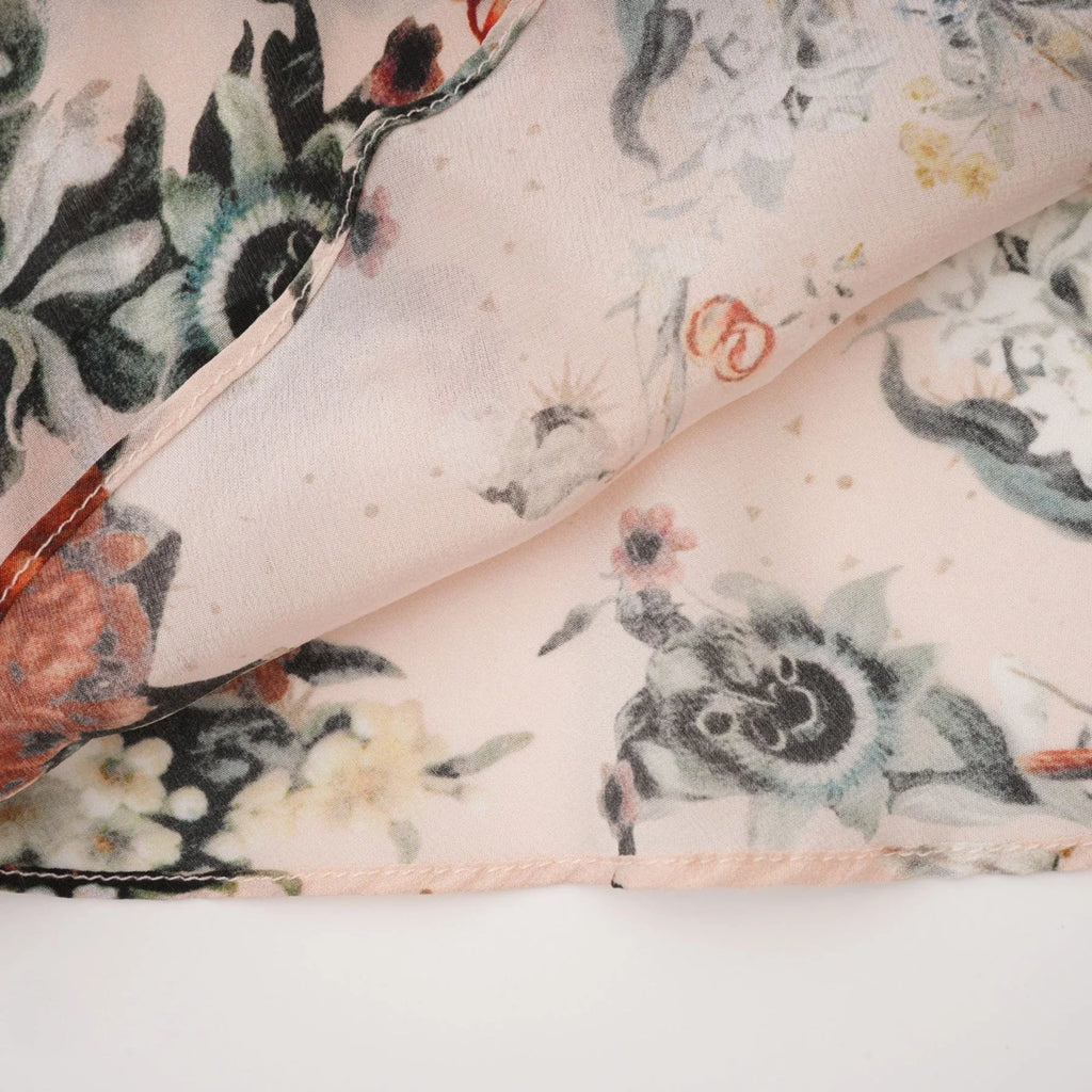 Michelina Dress Floral Print Blouson Sleeve Bow Detail Silk Thigh - Length