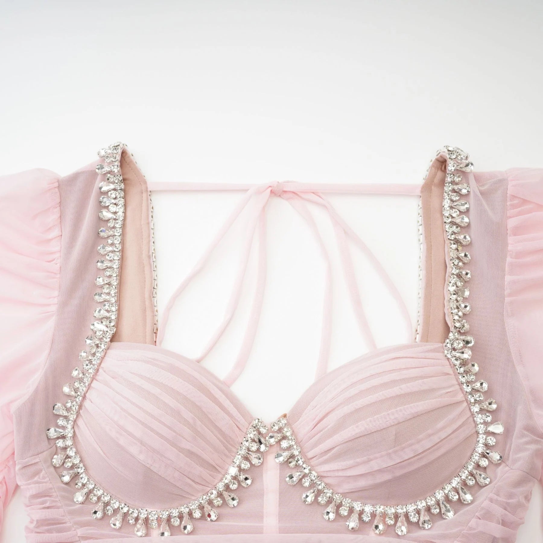 Mikayla Midi Dress Pink Sweetheart Puff Sleeve Open Back Zip