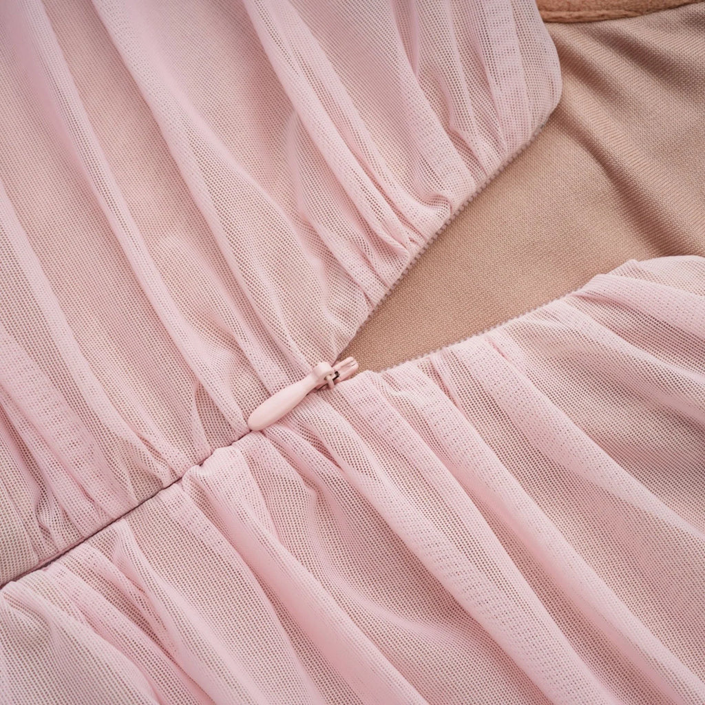 Mikayla Midi Dress Pink Sweetheart Puff Sleeve Open Back Zip
