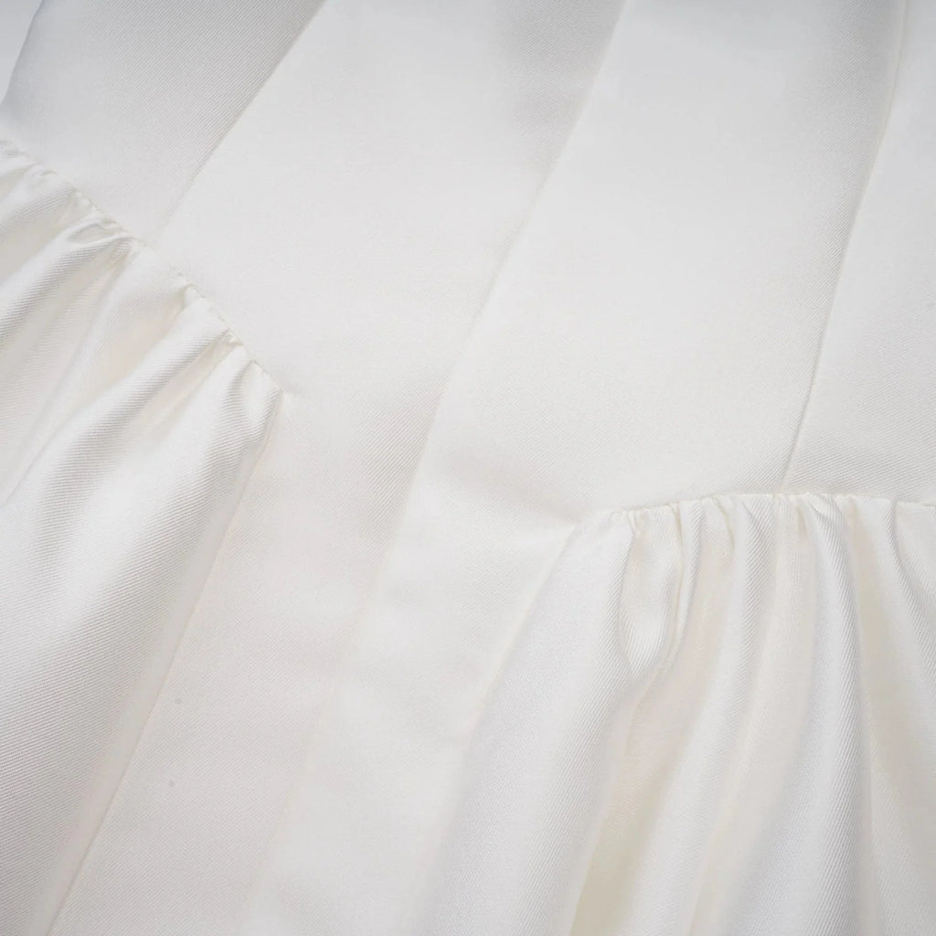Mikayla Midi Dress White Open - Back Cap - Sleeve & Pleated Charm