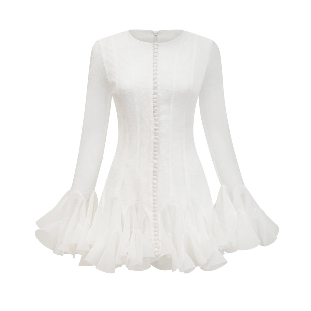 Mikayla Mini Dress Sheer White Flared Chic