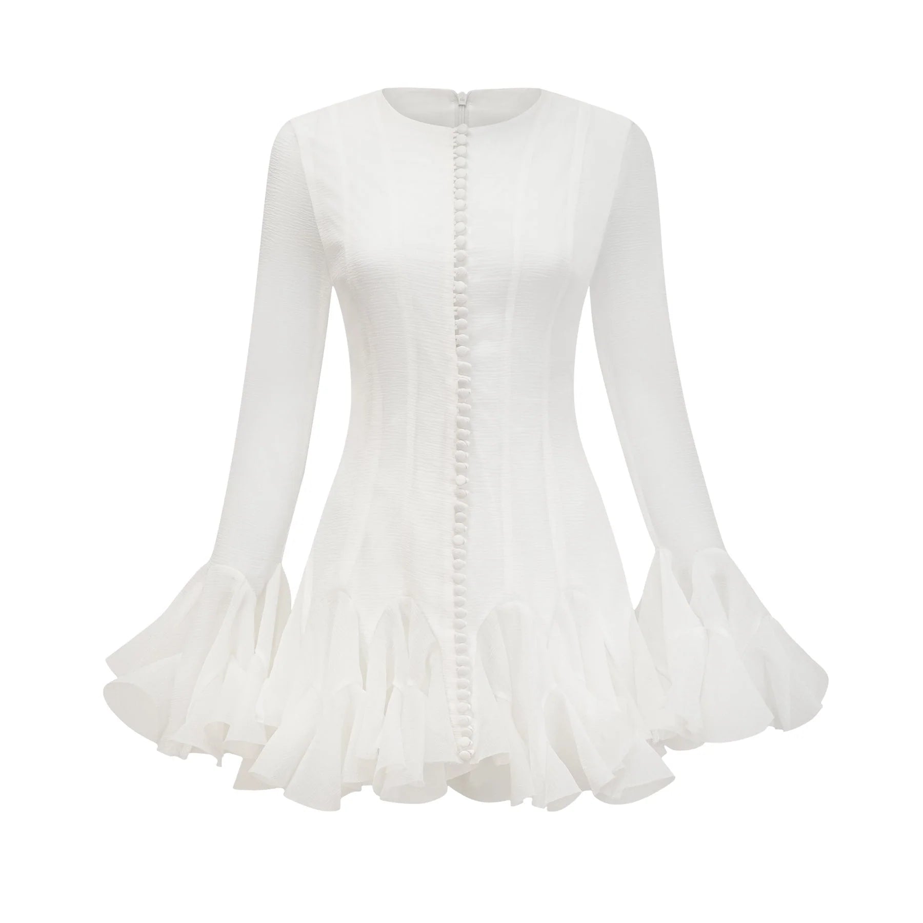 Mikayla Mini Dress Sheer White Flared Chic