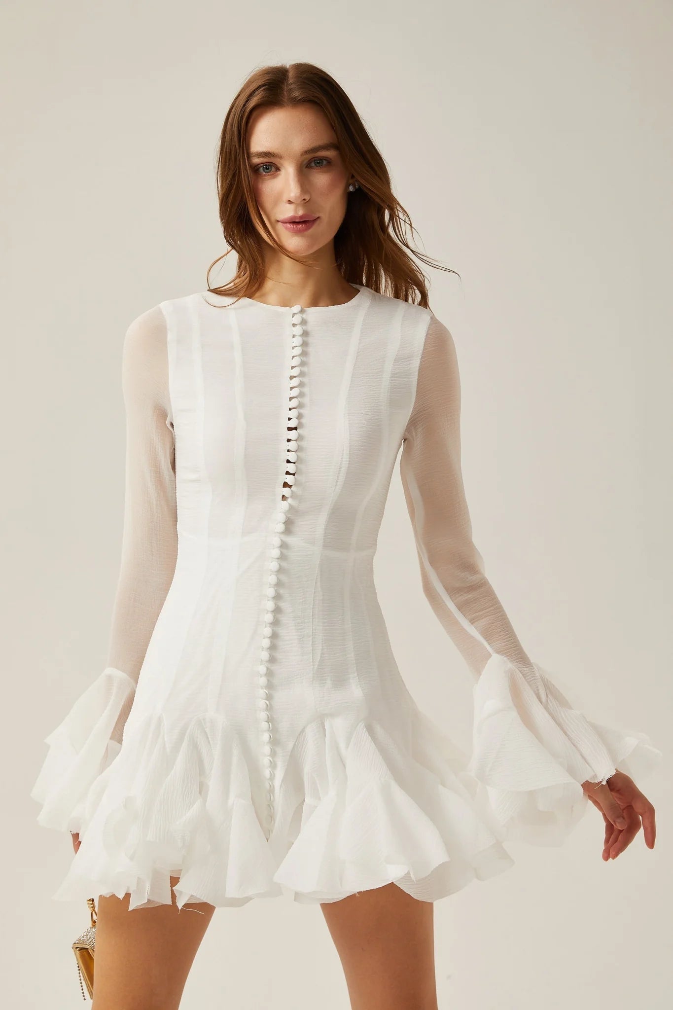 Mikayla Mini Dress Sheer White Flared Chic