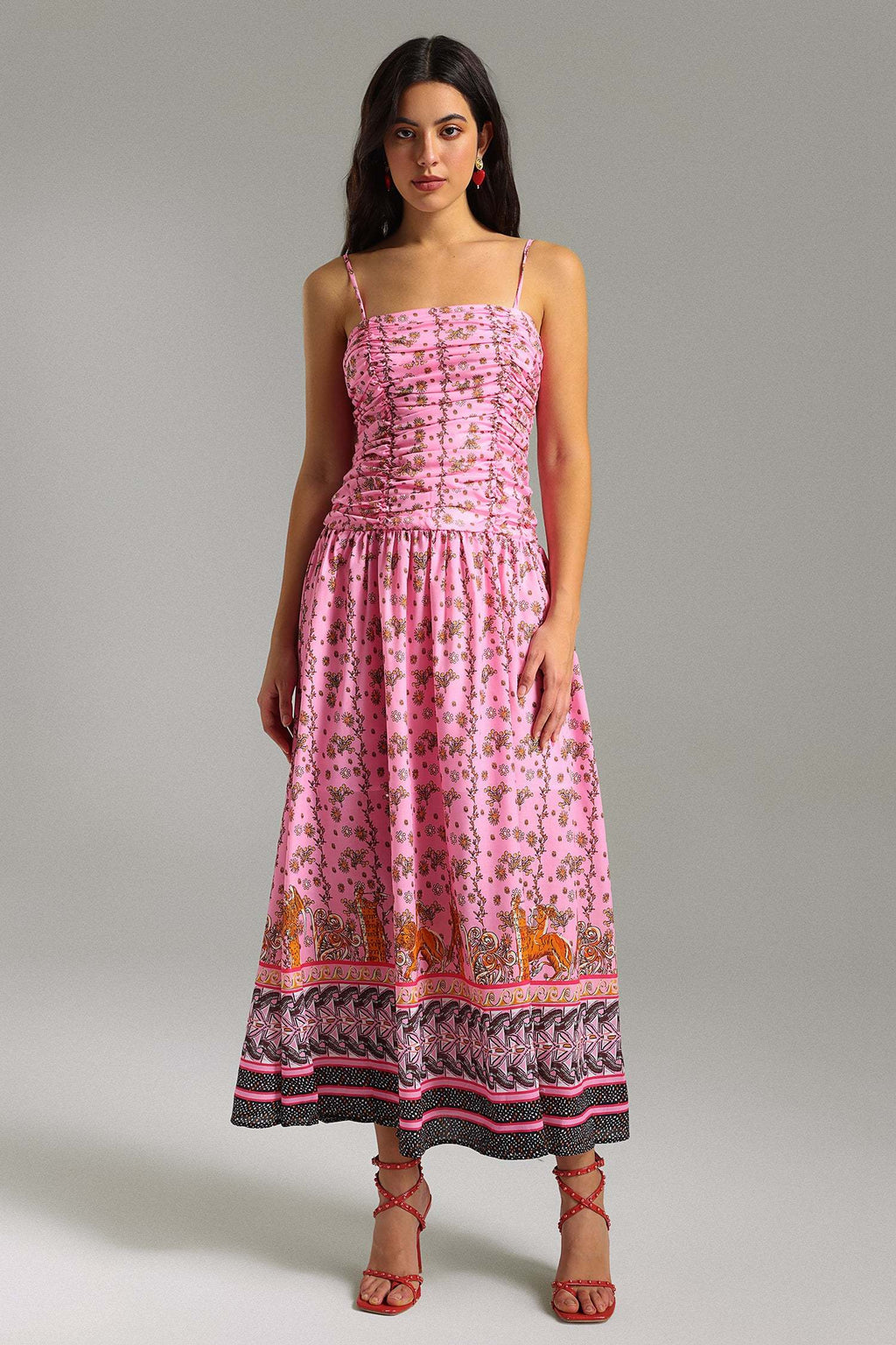 Milena Pink Floral Maxi Dress