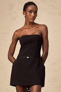 Millie Mini Dress Black Bow Puff Sleeveless Chi Bow & Pearl