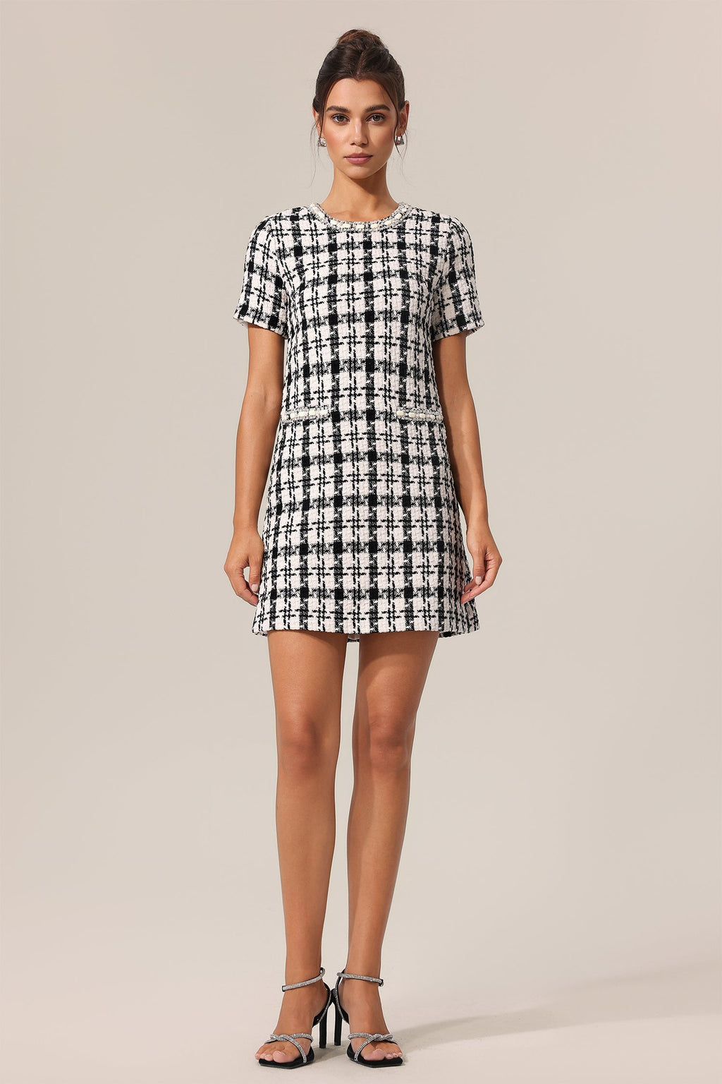 Miracle Black Check Pattern Mini Dress