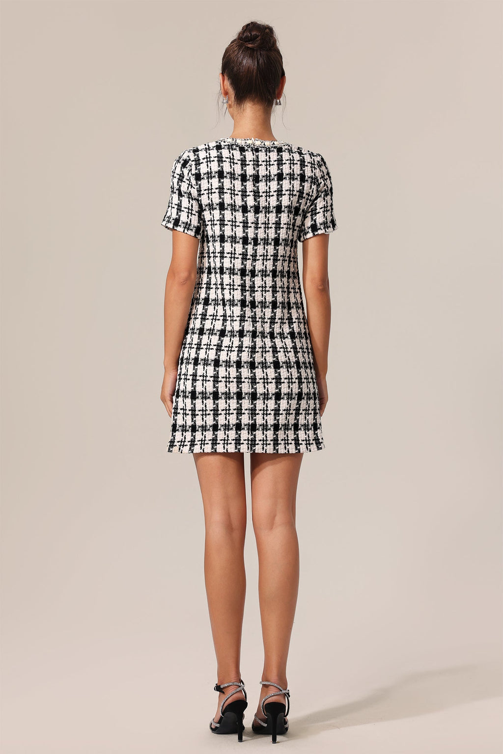 Miracle Black Check Pattern Mini Dress