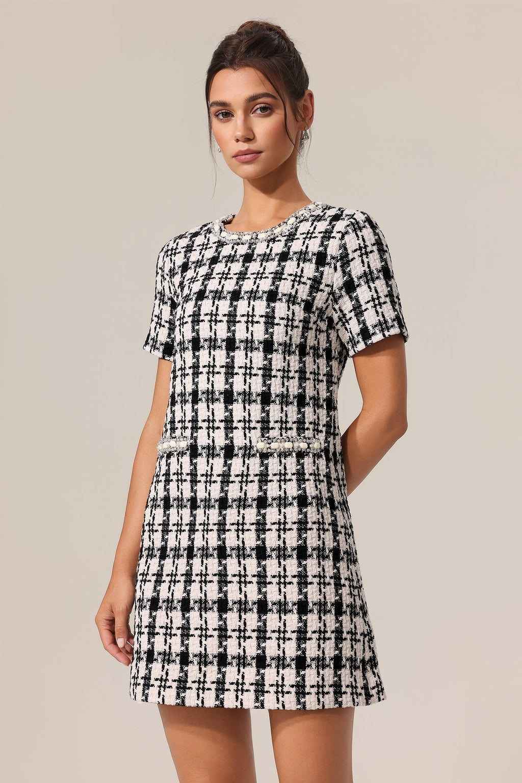 Miracle Black Check Pattern Mini Dress