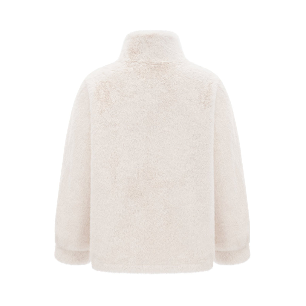 Miracle Jacket Miracle Faux Fur Double Breasted White & Stand