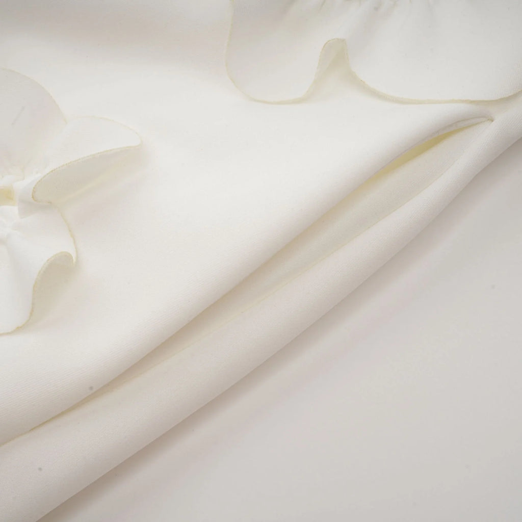 Miracle Maxi Dress - White - Bow - Tie Feature with Faux - Flower Embellishments