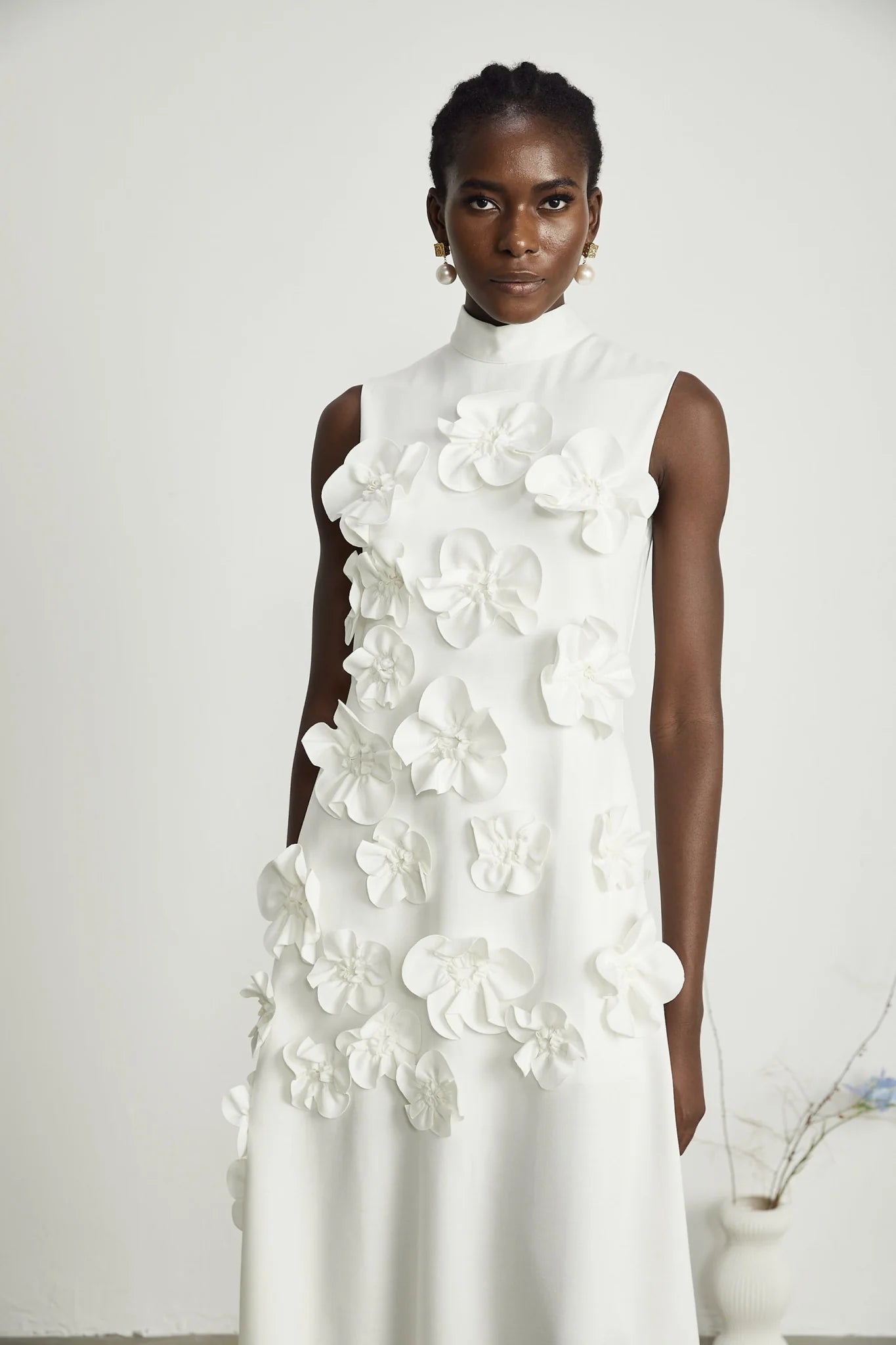 Miracle Maxi Dress - White - Bow - Tie Feature with Faux - Flower Embellishments