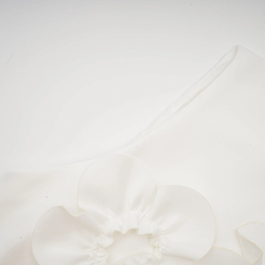 Miracle Maxi Dress - White - Bow - Tie Feature with Faux - Flower Embellishments