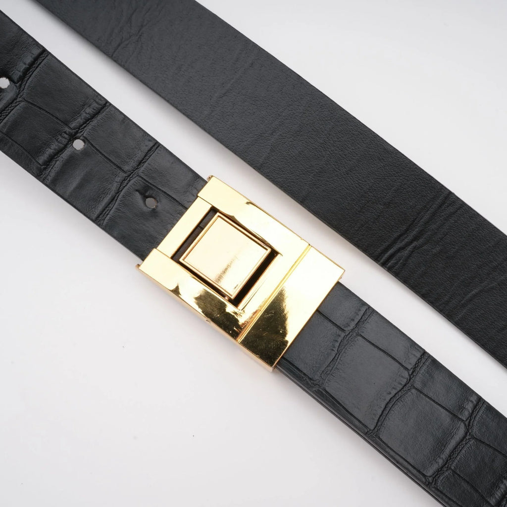 Miranda Black Belted Shorts with Gold - Tone Hardware